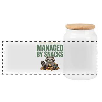 Raccoon Drôle - Boîte à biscuits avec couvercle en bois - blanc - Devant