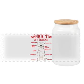Motif anatomique du Labrador blanc - Boîte à biscuits avec couvercle en bois - blanc - Devant