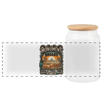 Monument Valley Navajo Park Heritage - Panoramic Cookie Jar with Wooden Lid - white - Front