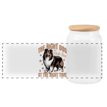 Shetland Sheepdog Sheltie Dog Breed - Panorama Keksdose mit Holzdeckel - Weiß - Vorne