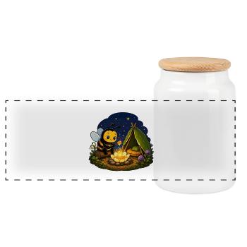 abeille, apiculteur, nid d’abeille, fleurs, insecte des prairies, - Boîte à biscuits avec couvercle en bois - blanc - Devant