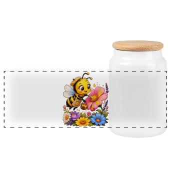 abeille, apiculteur, nid d’abeille, fleurs, insecte des prairies, - Boîte à biscuits avec couvercle en bois - blanc - Devant