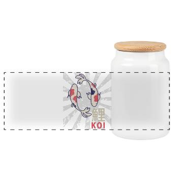 Carpe japonaise vintage de carpe nishikigoi de koi - Boîte à biscuits avec couvercle en bois - blanc - Devant