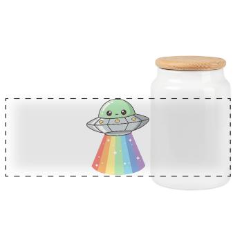 UFO - Panoramic Cookie Jar with Wooden Lid - white - Front
