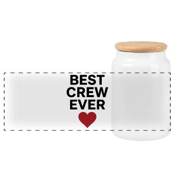 Best Crew Ever Herz Team Spruch Schwarz - Panorama Keksdose mit Holzdeckel - Weiß - Vorne