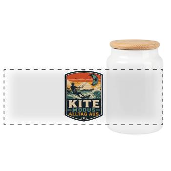 Kite Modus Alltag Aus Motiv - Panorama Keksdose mit Holzdeckel - Weiß - Vorne
