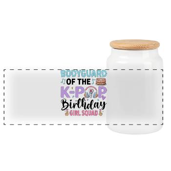 Garde du corps de l’escouade des filles d’anniversaire K-Pop - Boîte à biscuits avec couvercle en bois - blanc - Devant