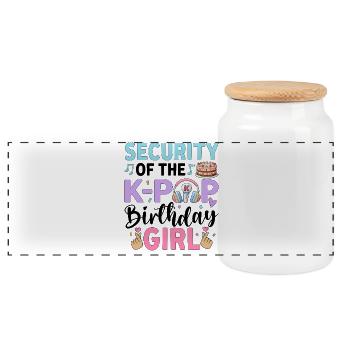 Security Of The K-Pop Birthday Girl - Panoramic Cookie Jar with Wooden Lid - white - Front