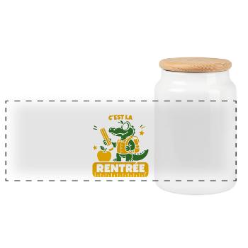 Rentrée Crocodile Cartable - Boîte à biscuits avec couvercle en bois - blanc - Devant