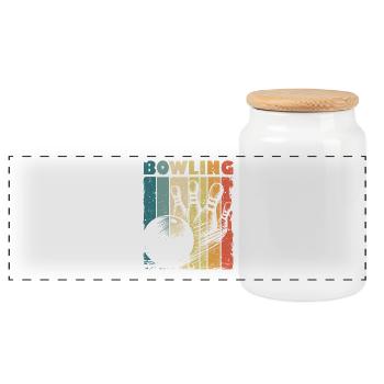 Bowling Kegeln Vintage-Grafik - Panorama Keksdose mit Holzdeckel - Weiß - Vorne