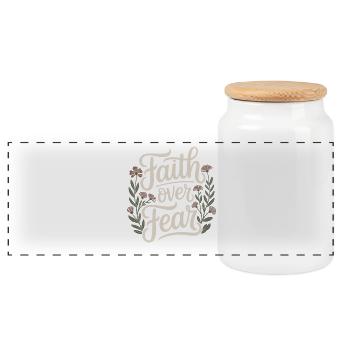 Glaube Faith Over Fear Jesus Gott Bibelvers Kirche - Panorama Keksdose mit Holzdeckel - Weiß - Vorne