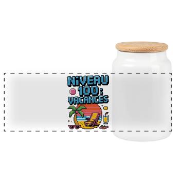 Niveau 100 Vacances Pixel Art - Boîte à biscuits avec couvercle en bois - blanc - Devant