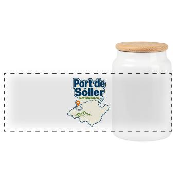 Where Is Port de Soller, Not Mallorca Map Pin - Panoramic Cookie Jar with Wooden Lid - white - Front