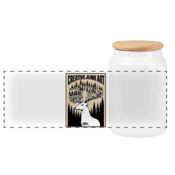 Art créatif de ferraille de la forêt à bois - Boîte à biscuits avec couvercle en bois - blanc - Devant