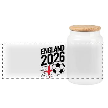 Flamme du football anglais 2026 avec drapeau - Boîte à biscuits avec couvercle en bois - blanc - Devant