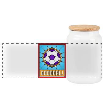Ballon de football en vitrail - Boîte à biscuits avec couvercle en bois - blanc - Devant