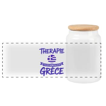 Besoin de Grèce Pas de thérapie - Boîte à biscuits avec couvercle en bois - blanc - Devant