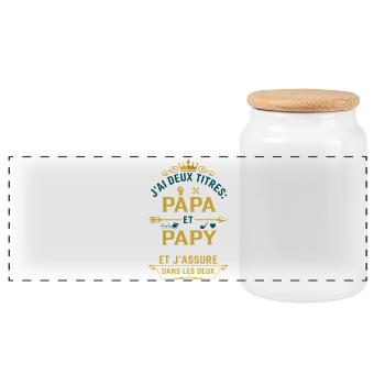 Deux titres Papa et Papy cadeau - Boîte à biscuits avec couvercle en bois - blanc - Devant