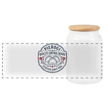 Contrôle qualité Pierogi - Boîte à biscuits avec couvercle en bois - blanc - Devant