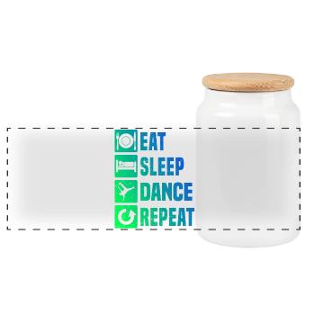 Gift idea for a breakdancer with street dance - Panoramic Cookie Jar with Wooden Lid - white - Front
