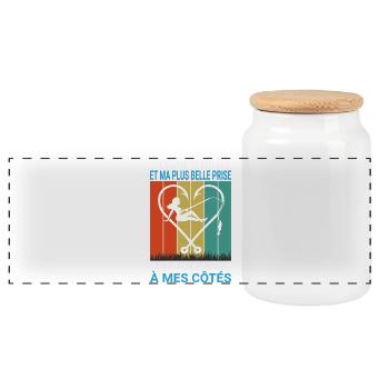 Pêche Pêcheur Cadeau humour personnalisé - Boîte à biscuits avec couvercle en bois - blanc - Devant