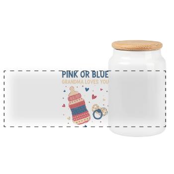 Révélation du sexe : Rose ou bleu Grand-mère t’aime - Boîte à biscuits avec couvercle en bois - blanc - Devant