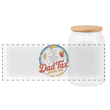 Dad Tax: Skeleton with Fries and Drink - Panoramic Cookie Jar with Wooden Lid - white - Front