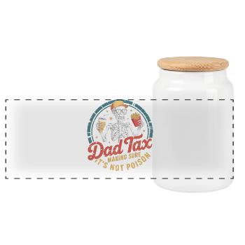 Papa Steuer-Skelett-Snackparty - Panorama Keksdose mit Holzdeckel - Weiß - Vorne