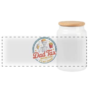 Dad Tax: Not Poison Skeleton - Panoramic Cookie Jar with Wooden Lid - white - Front