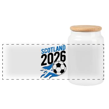 Flamme du football écossais 2026 avec drapeau - Boîte à biscuits avec couvercle en bois - blanc - Devant