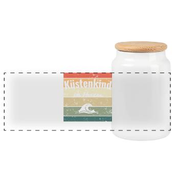 Küstenkind im Herzen - Panorama Keksdose mit Holzdeckel - Weiß - Vorne