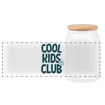 Design rétro de Cool Kids Club - Boîte à biscuits avec couvercle en bois - blanc - Devant