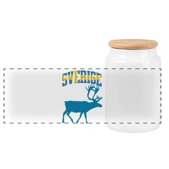 Logo rétro de Sweden Moose - Boîte à biscuits avec couvercle en bois - blanc - Devant