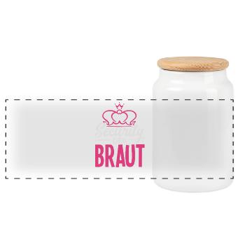 Security Der Braut Jga Krone Brautparty Outfit - Panorama Keksdose mit Holzdeckel - Weiß - Vorne