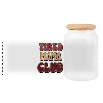 Tired Mom Club - Panorama Keksdose mit Holzdeckel - Weiß - Vorne