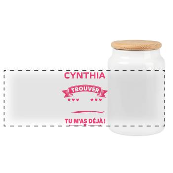 Cynthia: Le Meilleur Des Cadeaux Déjà - Boîte à biscuits avec couvercle en bois - blanc - Devant