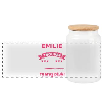 Emilie Cadeaux: Tu M’as Déjà - Boîte à biscuits avec couvercle en bois - blanc - Devant