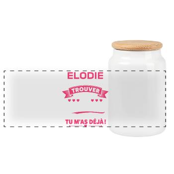 Elodie: Cadeaux Déjà Trouvés - Boîte à biscuits avec couvercle en bois - blanc - Devant