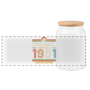 Cadeau du 35e anniversaire Millésime de juillet 1991 - Boîte à biscuits avec couvercle en bois - blanc - Devant