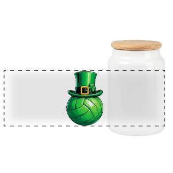 St Patrick's Day Volleyball - Panoramic Cookie Jar with Wooden Lid - white - Front