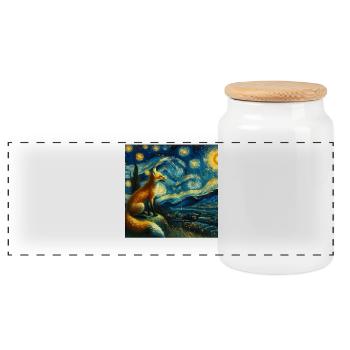 Swiftfuchs Starry Night - Panoramic Cookie Jar with Wooden Lid - white - Front