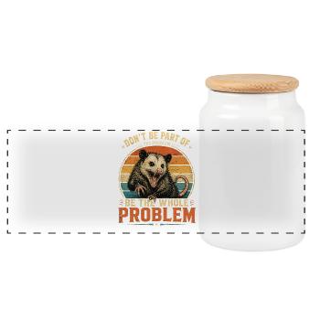 Opossum, Don't Be Part of The Problem, Ironisches - Panorama Keksdose mit Holzdeckel - Weiß - Vorne