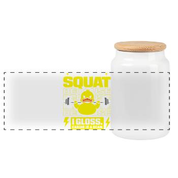 Squat Because Cardio Is A Scam - Panorama Keksdose mit Holzdeckel - Weiß - Vorne