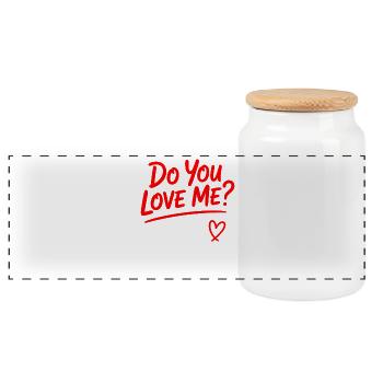 Do You Love Me Beziehung Liebespaar Liebe Ehe Paar - Panorama Keksdose mit Holzdeckel - Weiß - Vorne