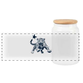Wild Leopard Big Cat - Panoramic Cookie Jar with Wooden Lid - white - Front