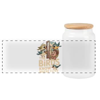 Dessin animé Les oiseaux savent où j’habite - Boîte à biscuits avec couvercle en bois - blanc - Devant