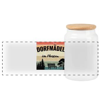 Heimat ist, wo mein Dorf ist - Panorama Keksdose mit Holzdeckel - Weiß - Vorne