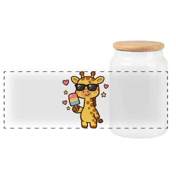 Giraffe mit Sonnenbrille Eisspaß - Panoramic Cookie Jar with Wooden Lid - white - Front