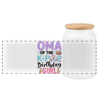 Oma of The K-Pop Birthday Girl - Panoramic Cookie Jar with Wooden Lid - white - Front