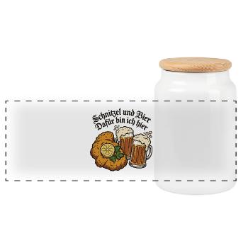 Schnitzel und Bier | Bayern Vibes - Panorama Keksdose mit Holzdeckel - Weiß - Vorne